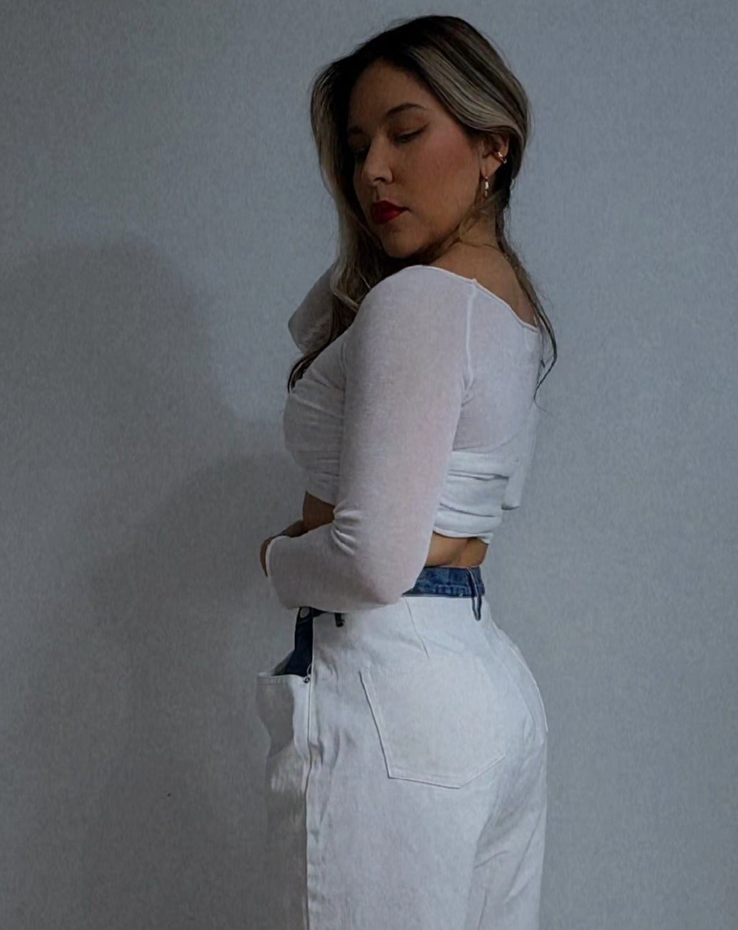 Knit crop top- white