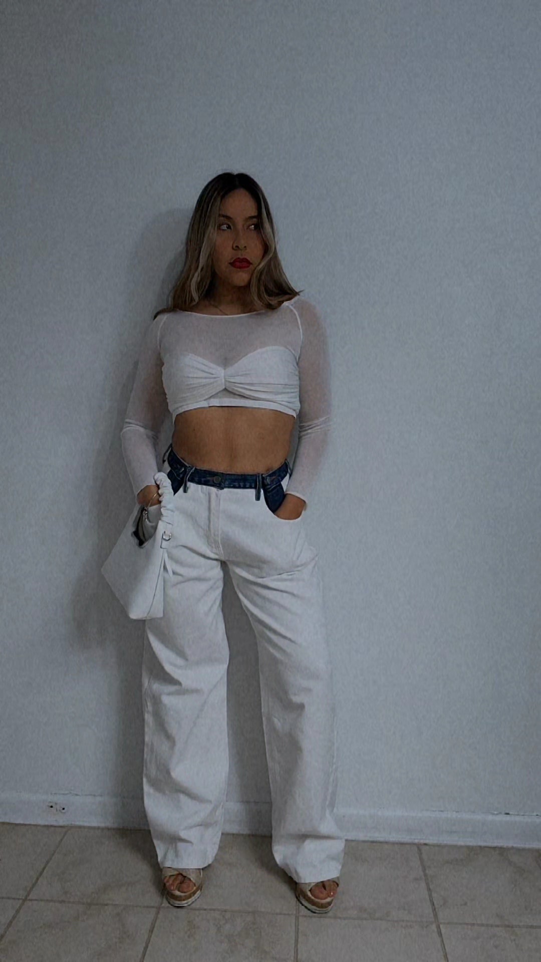 Knit crop top- white