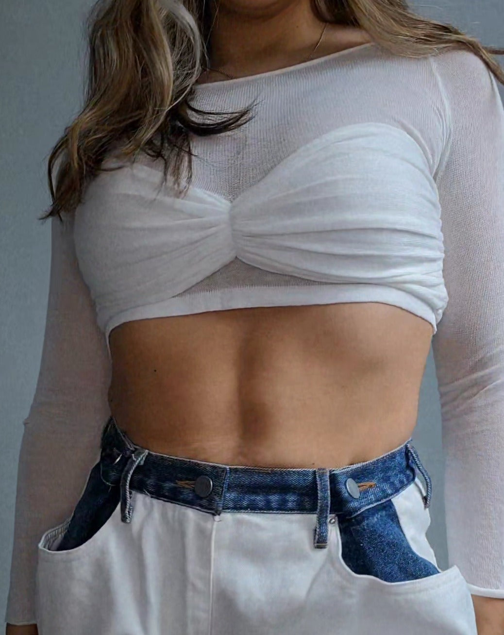 Knit crop top- white