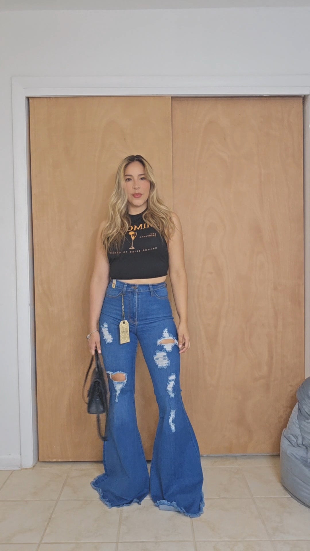 Mimosa crop Top- black