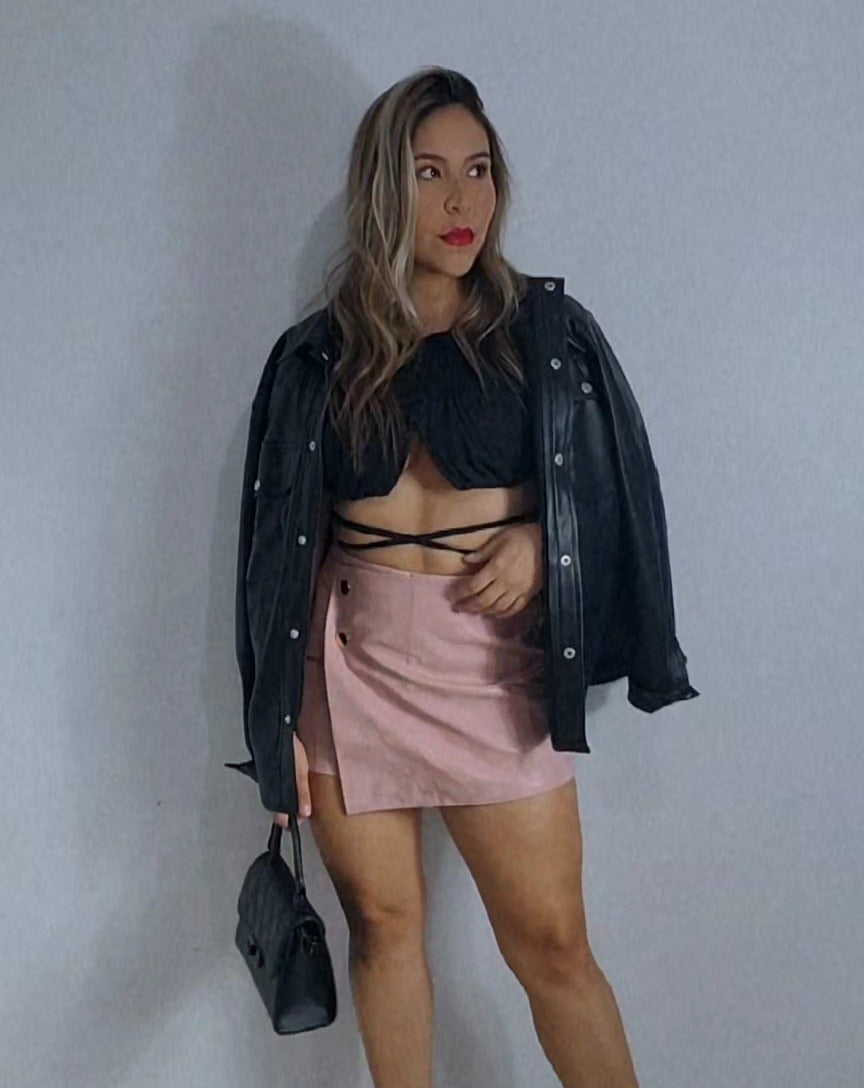 Leather oversize jacket - Black