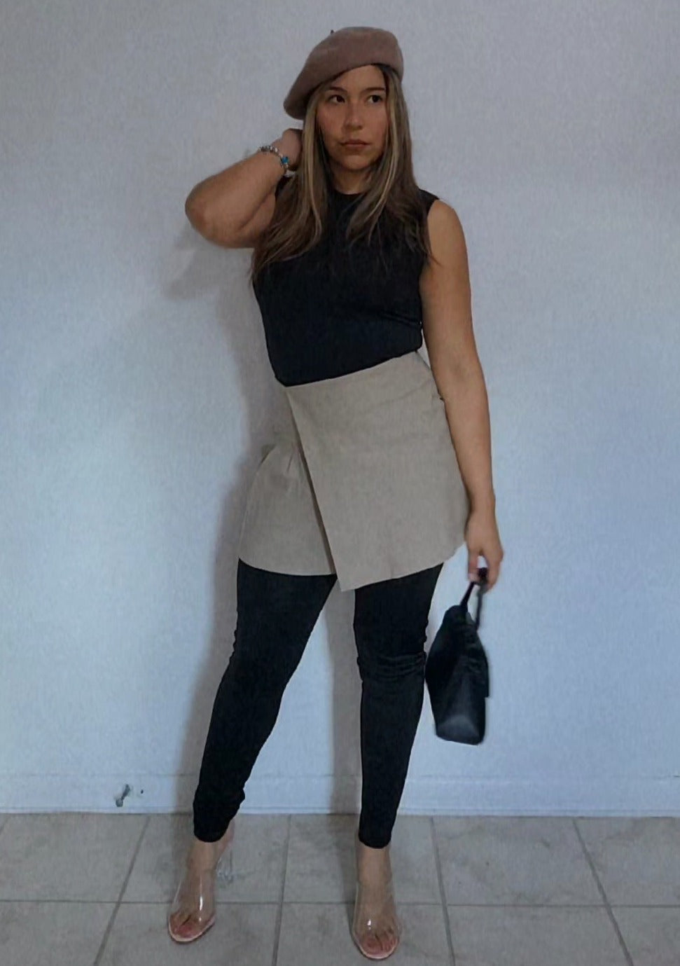 mini falda - beige